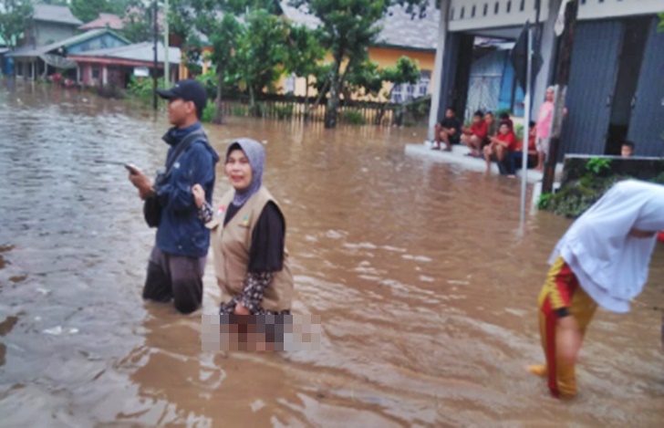 Salah sati titik banjir di Nagari Muara Panas, Kec. Bukit Sundi, Kab. Solok, Sabtu (08/02/2020).