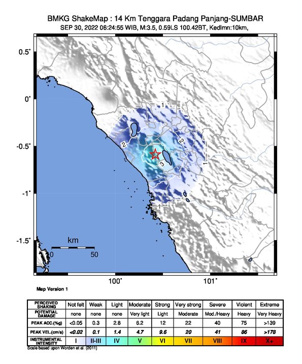 
 Pagi Tadi Gempa bumi Dirasakan di Padang Panjang, Ini Analisa BMKG