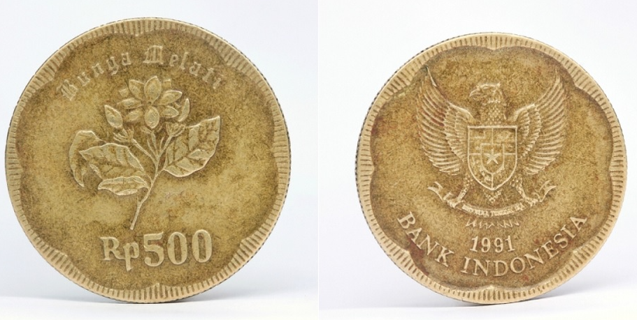 Uang koin kuno melati Rp500 (1992)
